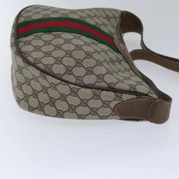 GUCCI GG Supreme Web Sherry Line Shoulder Bag PVC Leather Beige Gold Auth 88635 - Picture 3 of 16
